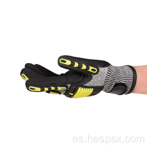 Hespax anti-impacto TPR Guantes de trabajo mecánico Nitrilo Bajo